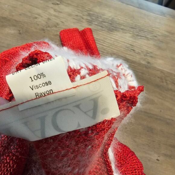 Vintage 80s PACA Silk Sweater Womens Small Red Mod Fuzy Glam Rock Party Retro - Picture 14 of 14